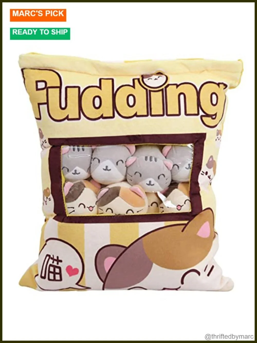 Cute Kitten Plush Pillow with 8 Removable Stuffed Cat Toys, Soft & Comfortable,